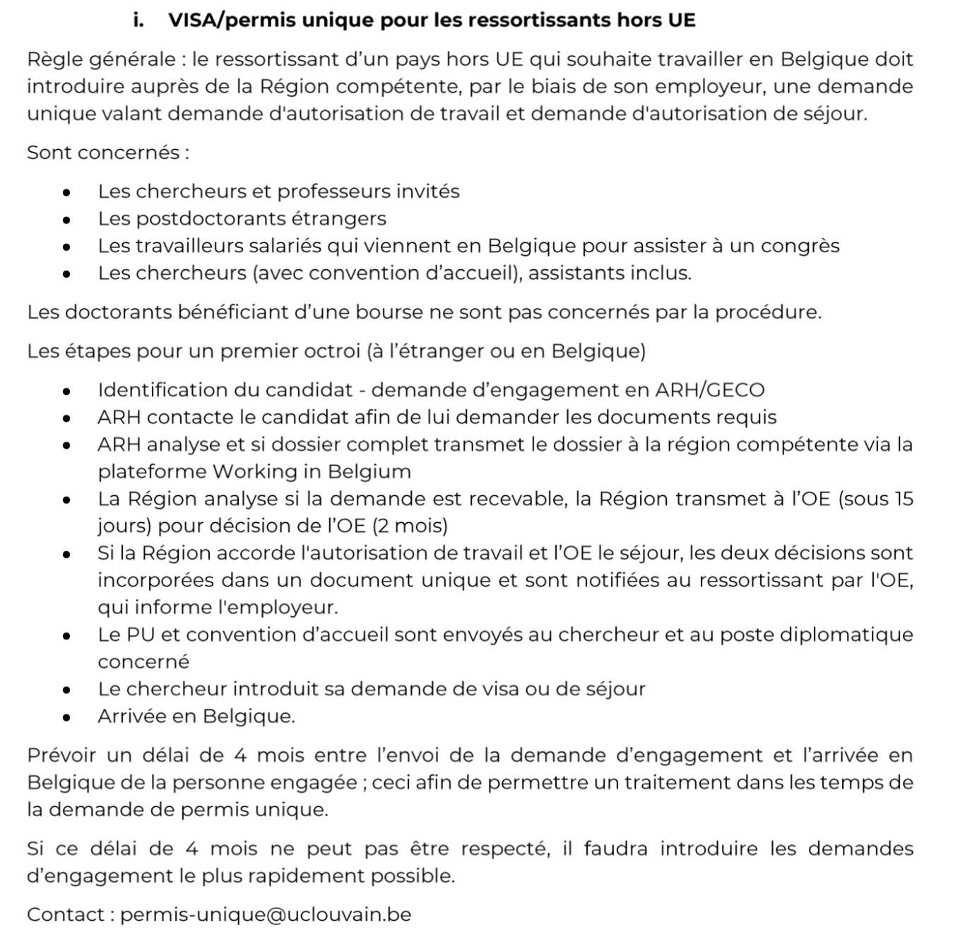 visa permis uclouvain